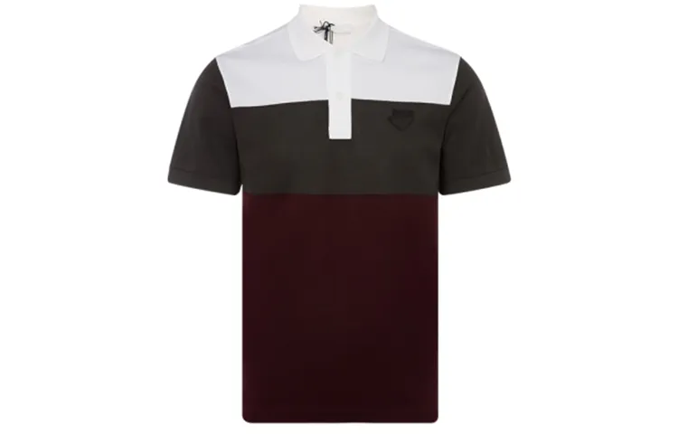 PRADA Polo Shirts Men's Burgundy Polo Collar Moderate Straight Fit