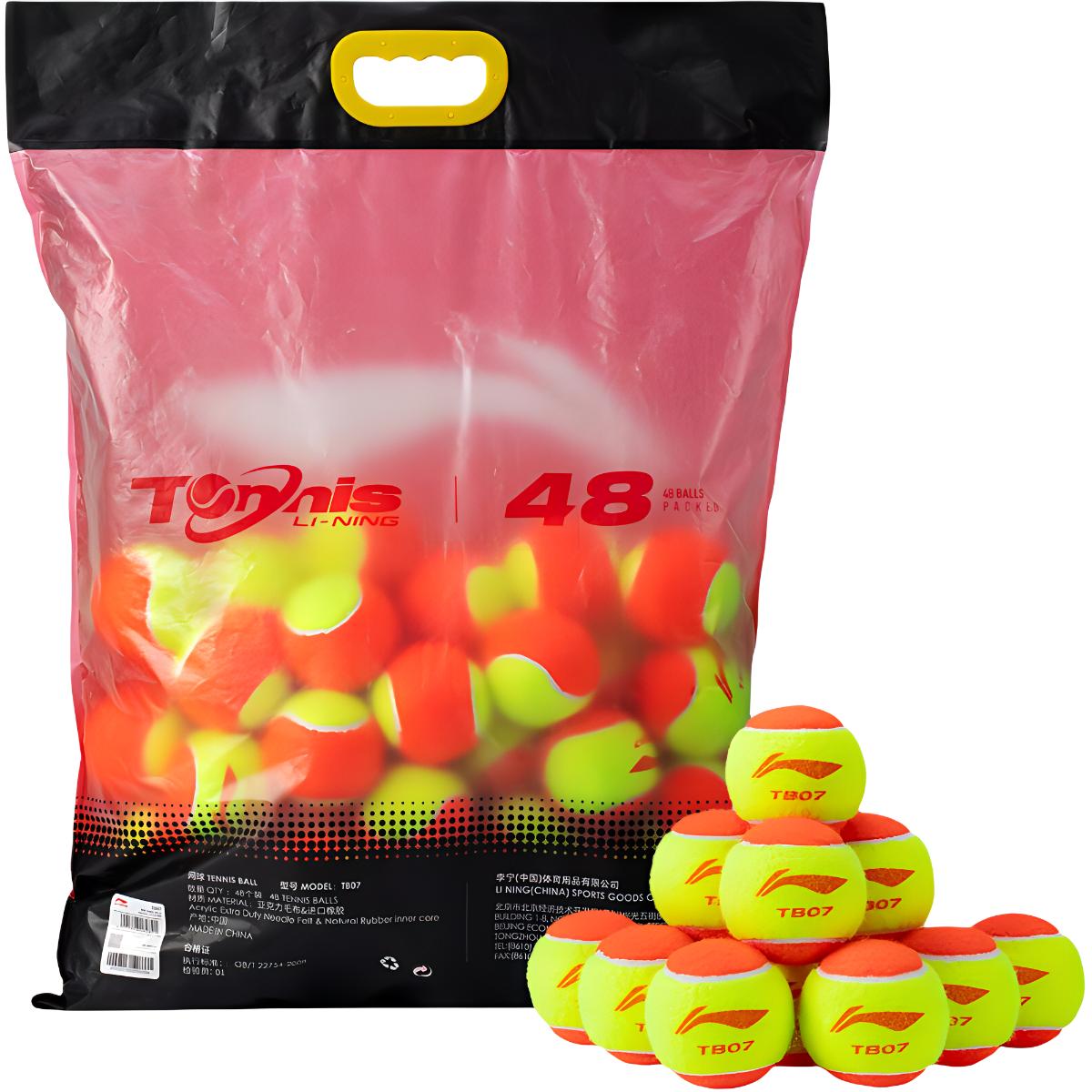 Li Ning Tennis Balls Acrylic Woolen Training Ball Neon Flame Orange