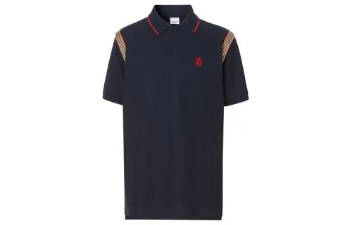 Burberry Polo Shirts Men's Marine Blue Polo Collar Moderate Straight Fit