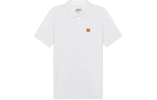 KENZO Classic Tiger Head Polo Shirts Men's White Polo Collar Moderate Straight Fit