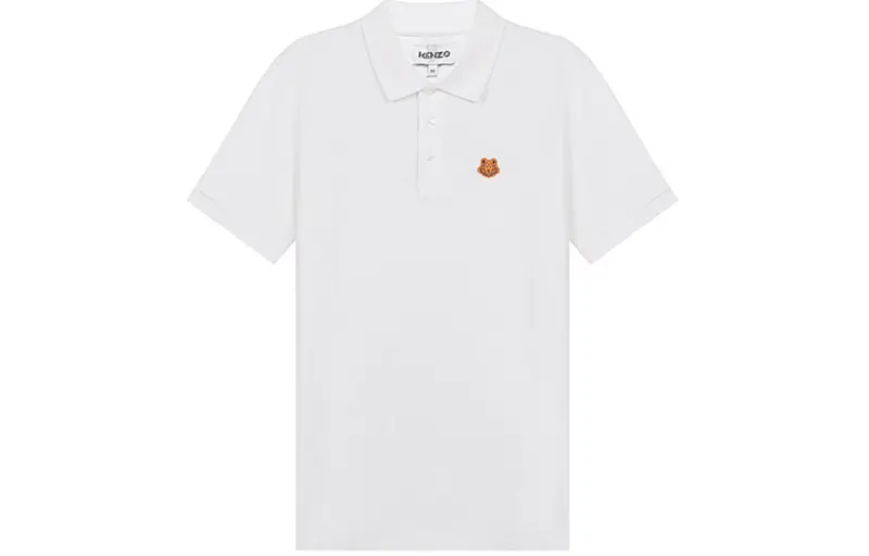 KENZO Classic Tiger Head Polo Shirts Men's White Polo Collar Moderate Straight Fit