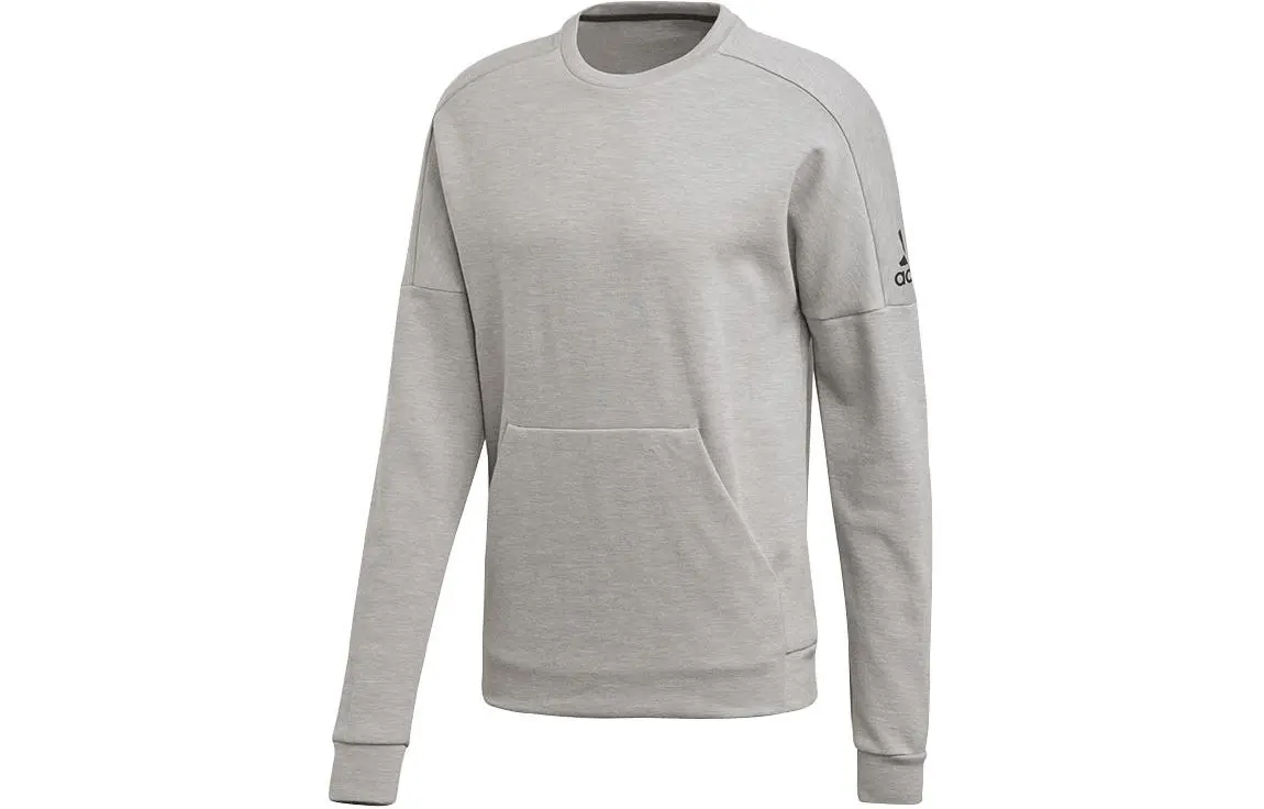 Adidas Sweatshirts Men's Gray Crew Neck Moderate Regular