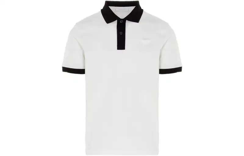 PRADA Polo Shirts Men's White Lapel Moderate Other