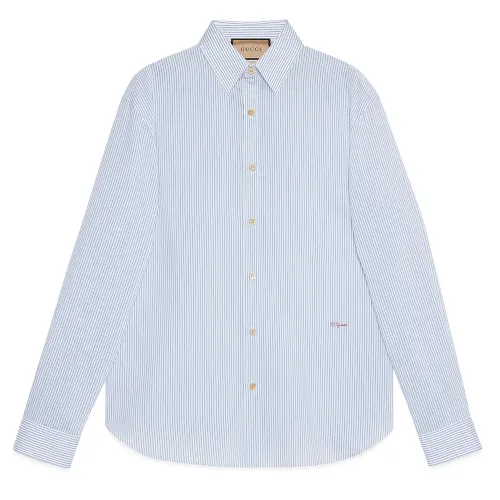 GUCCI Logo Embroidered Striped Shirt