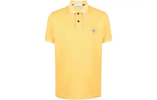 STONE ISLAND Polo Shirts Men's Yellow Polo Collar Moderate Straight Fit