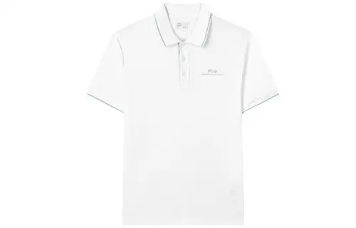 FILA Polo Shirts Men's White Polo Collar Moderate Straight Fit