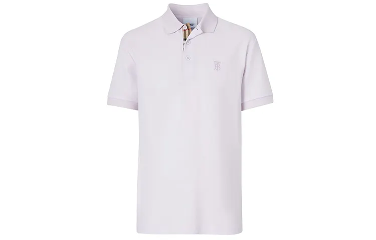 Burberry Polo Shirts Men's Light Purple Polo Collar Moderate Straight Fit