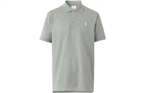 Burberry Polo Shirts Men's Light Heather Gray Polo Collar Moderate Straight Fit
