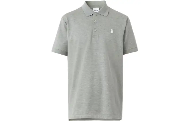 Burberry Polo Shirts Men's Light Heather Gray Polo Collar Moderate Straight Fit