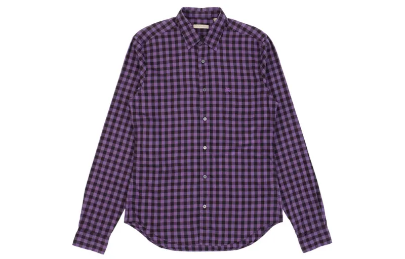 Burberry Shirts Men's Purple Lapel Moderate Shirt