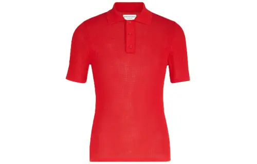 Bottega Veneta Polo Shirts Men's Red Polo Collar Moderate Straight Fit