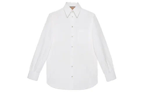 GUCCI Shirts Men's White Pointed Collar Moderate Other