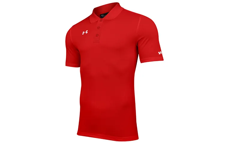 Under Armour Polo Shirts Men's Red Polo Collar Moderate Straight Fit
