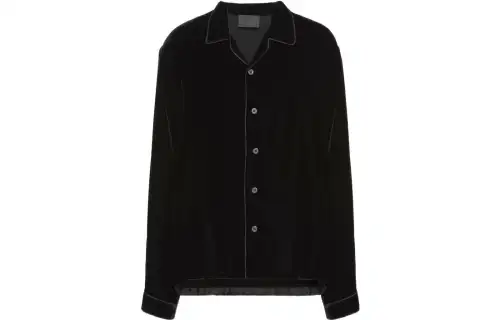 【Previous Season】Cuban collar velvet long-sleeve shirt