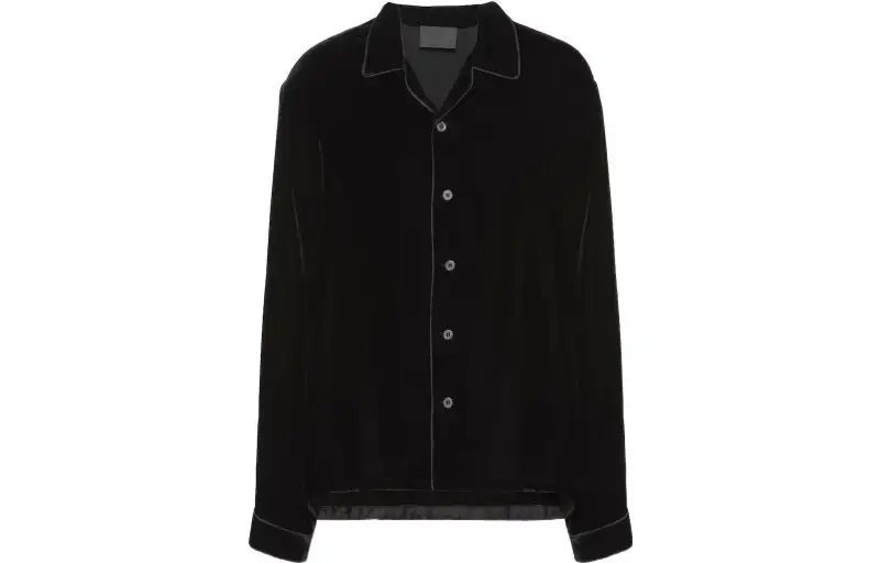 【Previous Season】Cuban collar velvet long-sleeve shirt