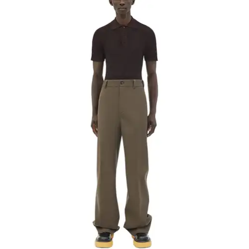 Bottega Veneta Polo Shirts Men's Chocolate Polo Collar Moderate Straight Fit