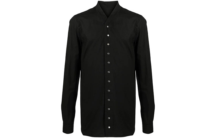 RICK OWENS Shirts Men's Black V Neck Moderate Shirt