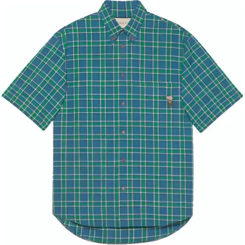 GUCCI Shirts Men's Blue Lapel Moderate Shirt