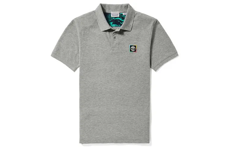 Timberland Polo Shirts Men's Medium Heather Gray Polo Collar Moderate Straight Fit