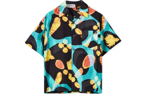 LOEWE Shell Print Silk Bowling Shirt