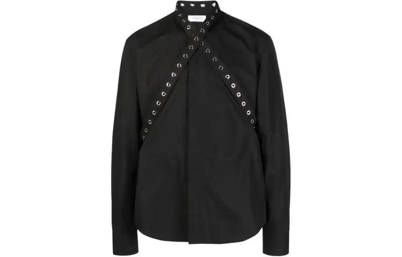 OFF-WHITE eyelet-embellished cotton shirt
