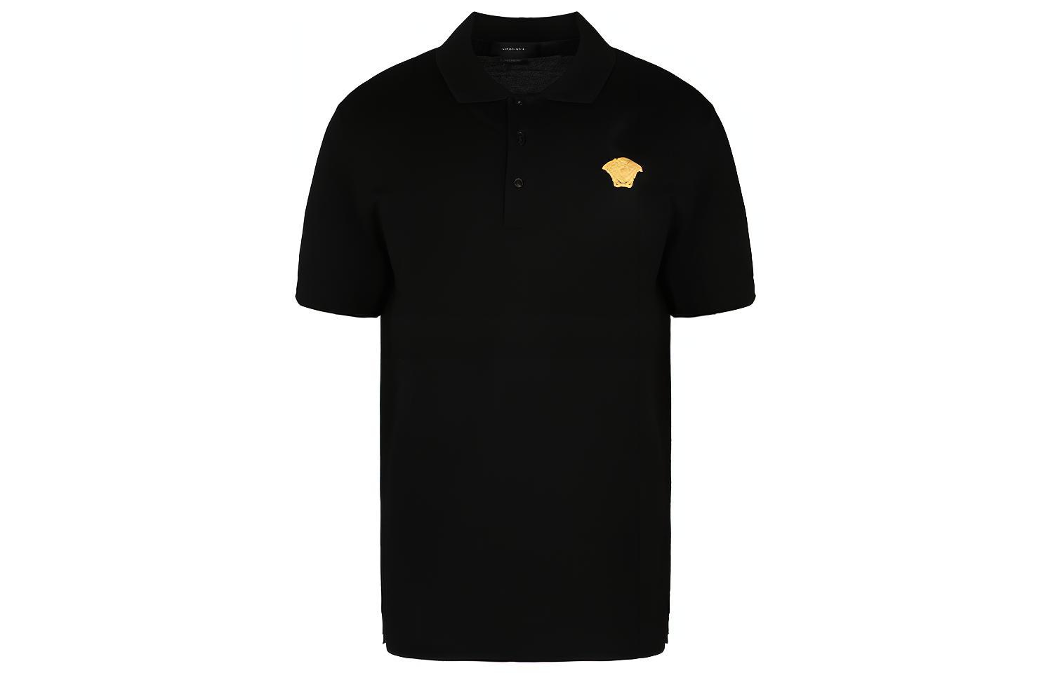 VERSACE Versace, black polo, with embroidery, with short sleeve