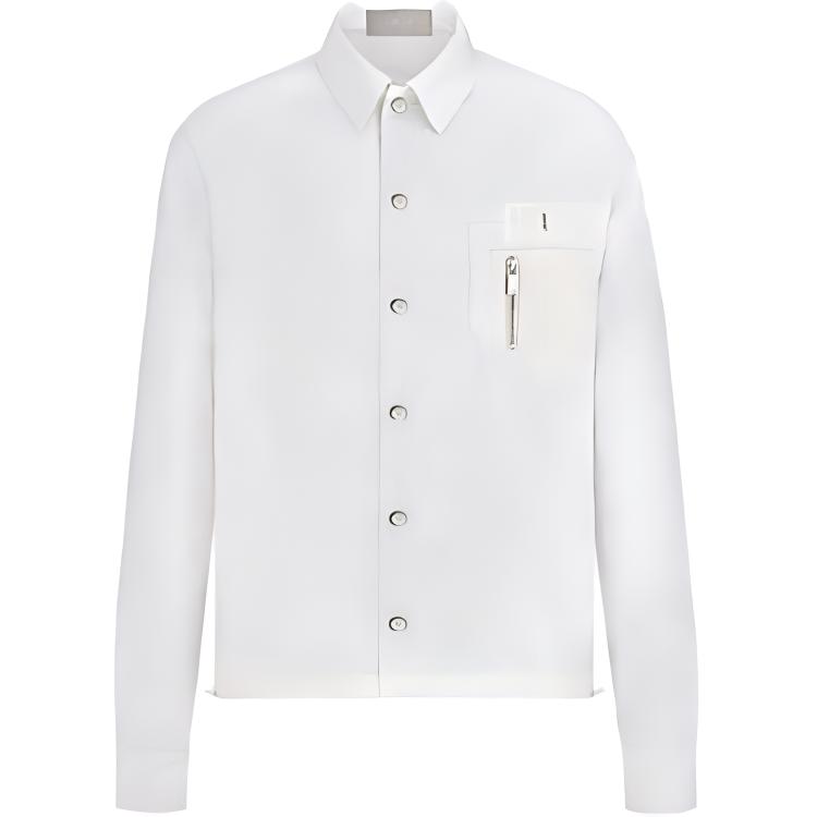 DIOR X Sacai Dior Quarterly New Products Shirts Men's White Lapel Moderate Shirt