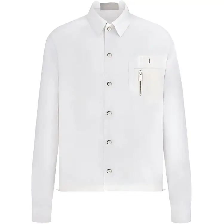 DIOR X Sacai Dior Quarterly New Products Shirts Men's White Lapel Moderate Shirt