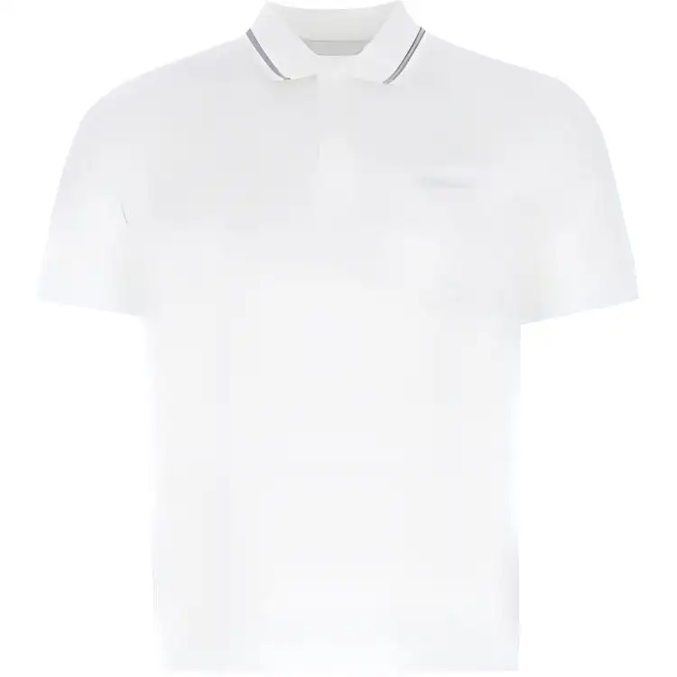 PRADA Polo Shirts Men's White Polo Collar Moderate Straight Fit