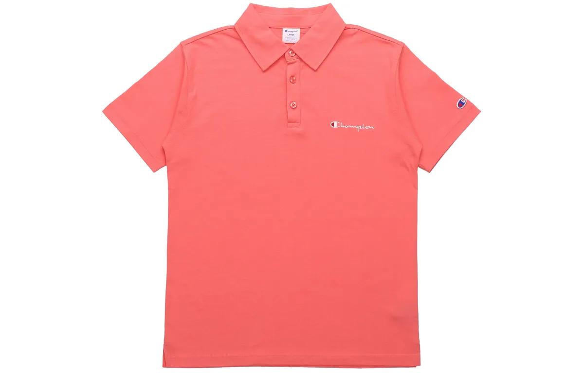 Champion Japanese Line Polo Shirts Men's Pink Polo Collar Moderate Straight Fit