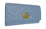 GUCCI GG Marmont Quilted Leather Wallet Clutch Women's Blue
