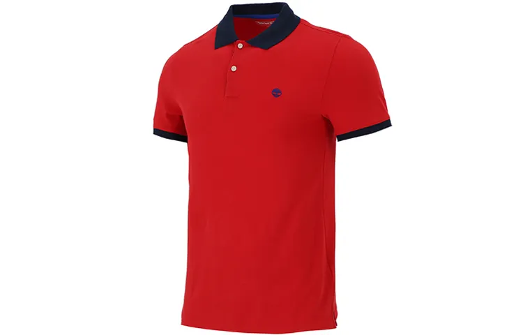 Timberland Polo Shirts Men's Red Polo Collar Moderate Straight Fit