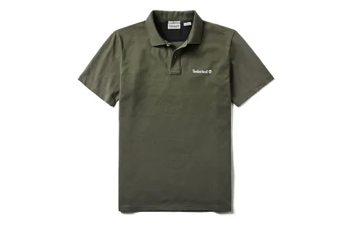 Timberland Polo Shirts Men's Army Green Polo Collar Moderate Straight Fit