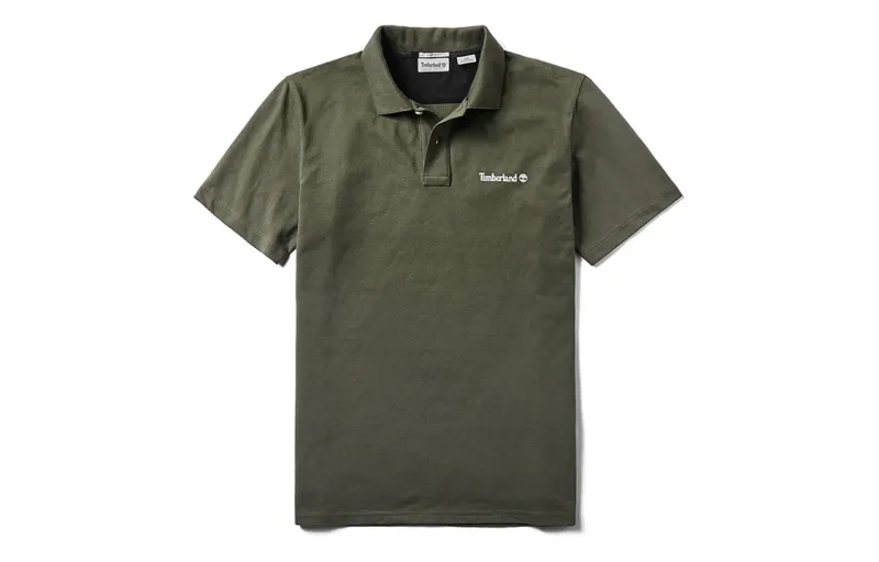 Timberland Polo Shirts Men's Army Green Polo Collar Moderate Straight Fit
