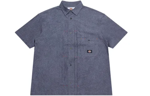 Dickies Shirts Unisex Chambray Gray Square Collar Moderate Workwear