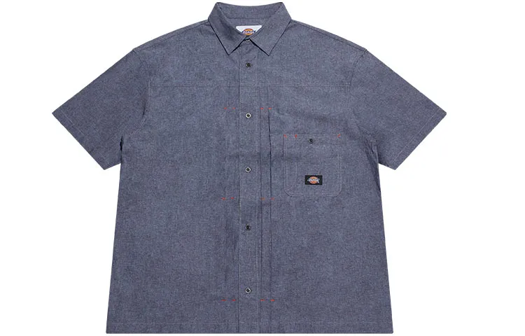 Dickies Shirts Unisex Chambray Gray Square Collar Moderate Workwear