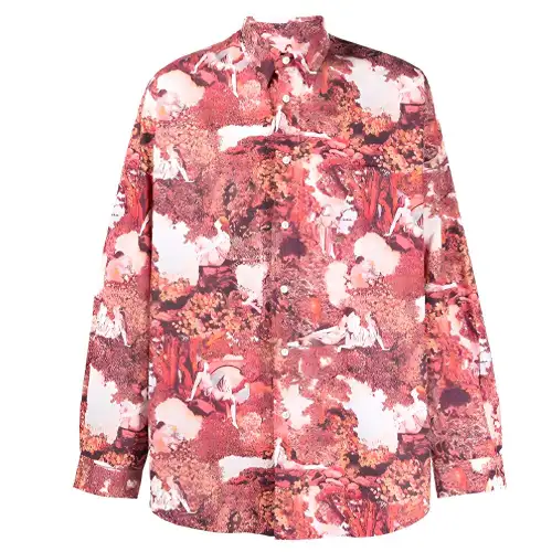 KENZO Shirts Men's Red Pointed Collar Moderate Other