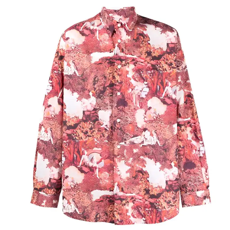 KENZO Shirts Men's Red Pointed Collar Moderate Other