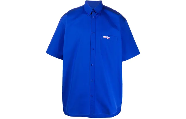 Balenciaga Shirts Men's Blue Pointed Collar Moderate Other