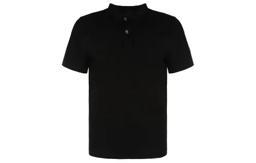 PRADA Polo Shirts Men's Black Polo Collar Moderate Straight Fit