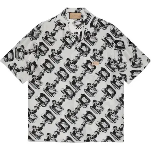 GUCCI Shirts Men's Black Cuban Collar Moderate Other