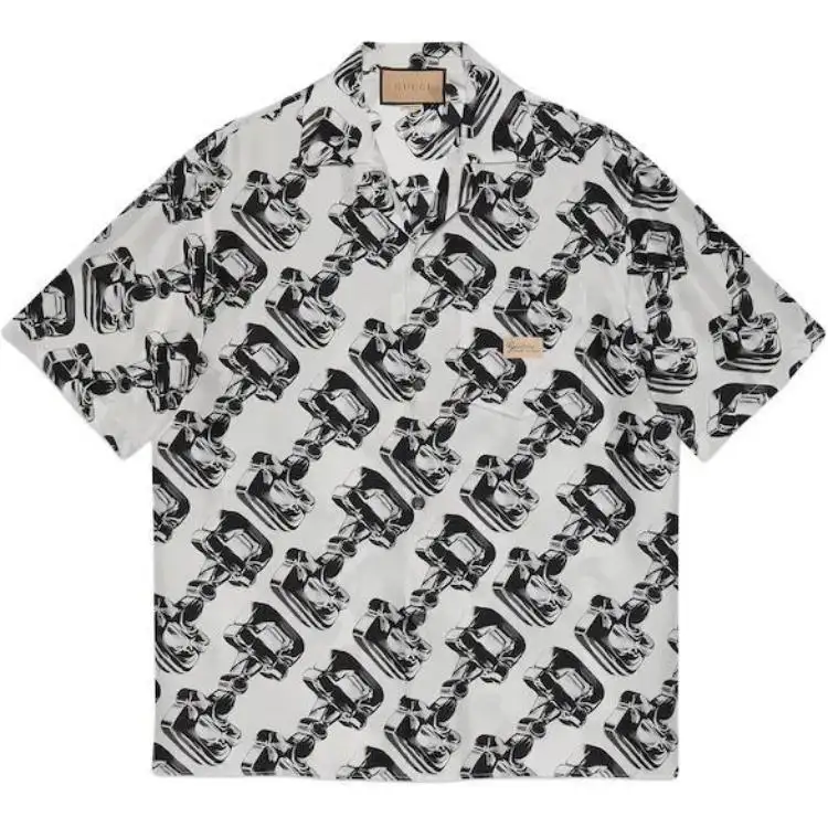 GUCCI Shirts Men's Black Cuban Collar Moderate Other