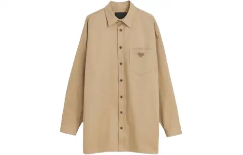 PRADA Shirts Men's Khaki Lapel Moderate Other