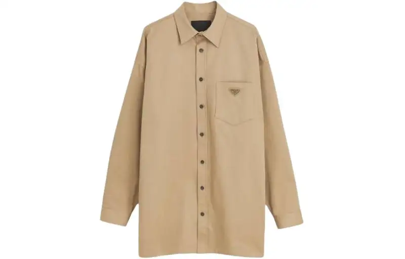 PRADA Shirts Men's Khaki Lapel Moderate Other