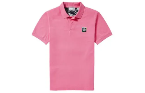Timberland Polo Shirts Men's Strawberry Pink Polo Collar Moderate Straight Fit
