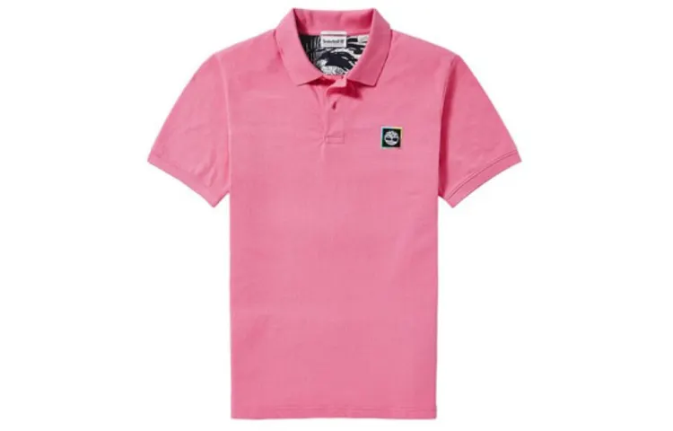 Timberland Polo Shirts Men's Strawberry Pink Polo Collar Moderate Straight Fit