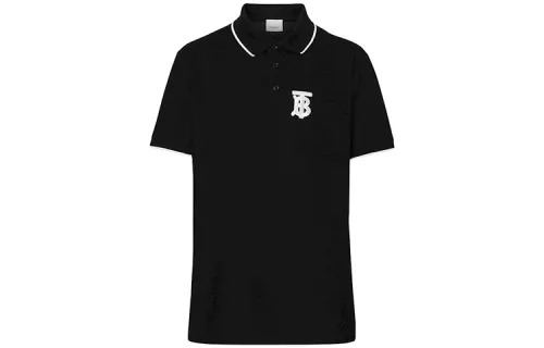 Burberry Polo Shirts Men's Black Polo Collar Moderate Straight Fit