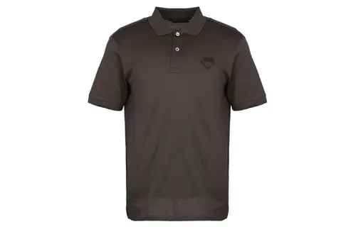 PRADA Polo Shirts Men's Dark Coffee Polo Collar Moderate Straight Fit