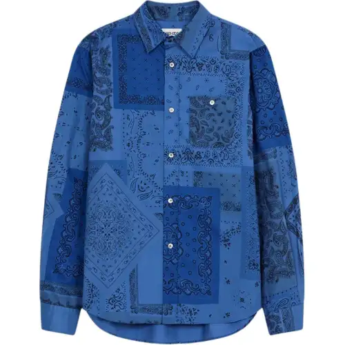 KENZO Shirts Men's Blue Lapel Moderate Other