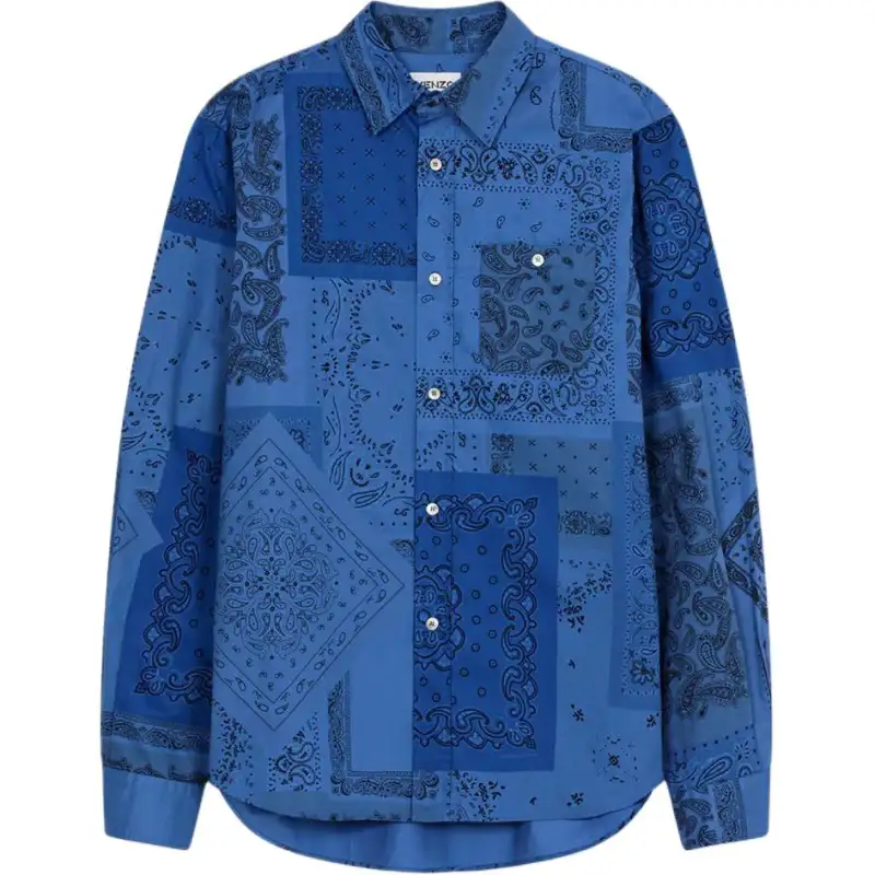 KENZO Shirts Men's Blue Lapel Moderate Other